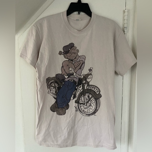 Popeye and Motorcycle Cotton T-Shirt by Gildan Men’s Medium - Picture 1 of 6